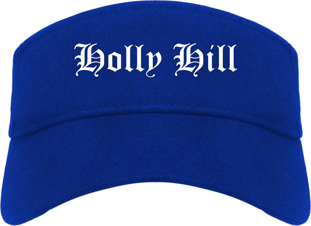 Holly Hill Florida FL Old English Mens Visor Cap Hat Royal Blue