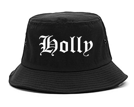 Holly Michigan MI Old English Mens Bucket Hat Black