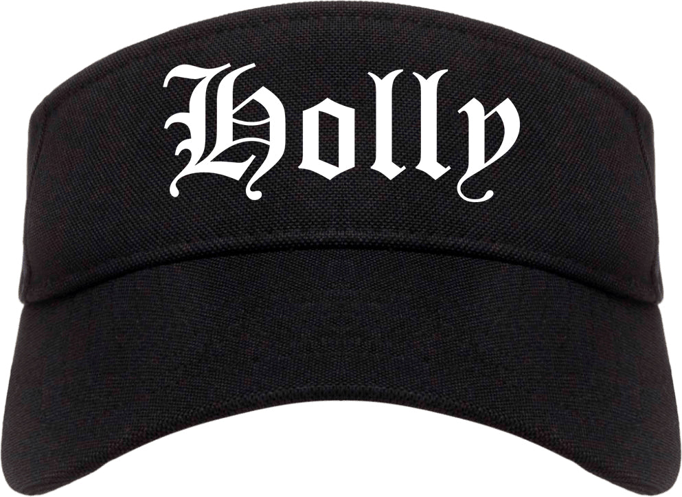 Holly Michigan MI Old English Mens Visor Cap Hat Black