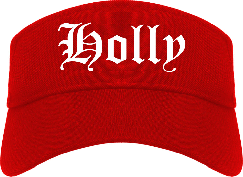 Holly Michigan MI Old English Mens Visor Cap Hat Red