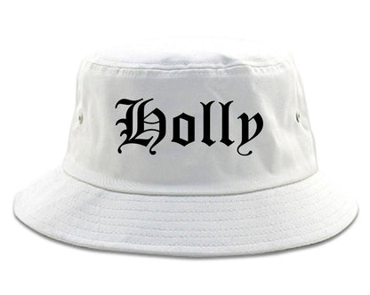 Holly Michigan MI Old English Mens Bucket Hat White