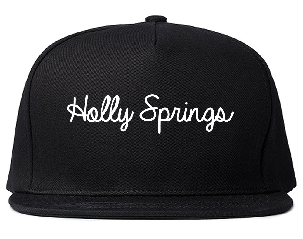 Holly Springs Georgia GA Script Mens Snapback Hat Black