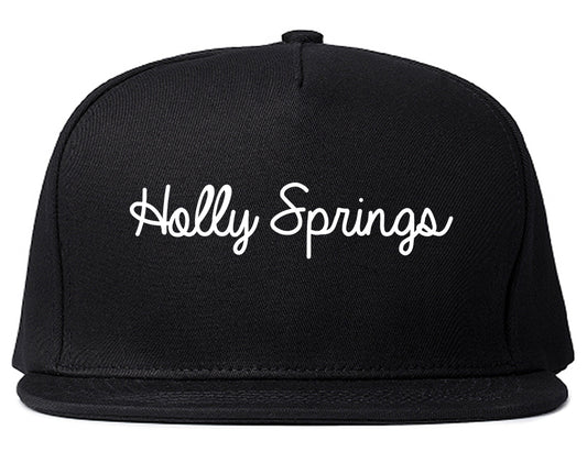 Holly Springs Georgia GA Script Mens Snapback Hat Black