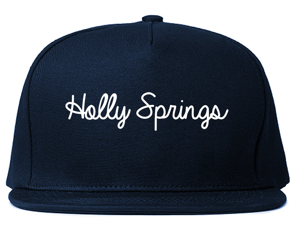Holly Springs Georgia GA Script Mens Snapback Hat Navy Blue