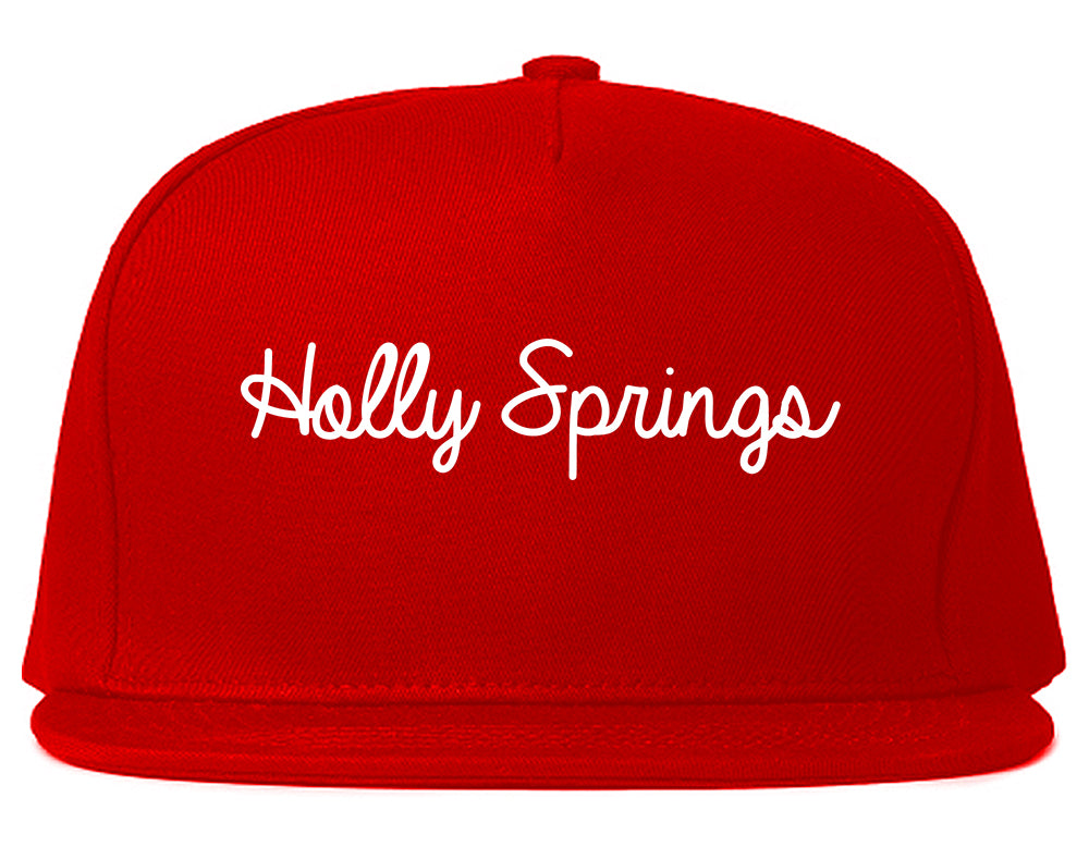 Holly Springs Georgia GA Script Mens Snapback Hat Red