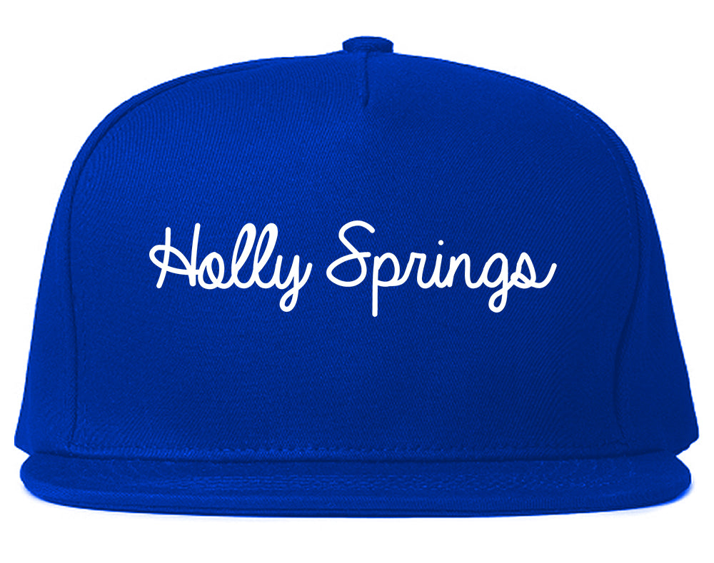 Holly Springs Georgia GA Script Mens Snapback Hat Royal Blue