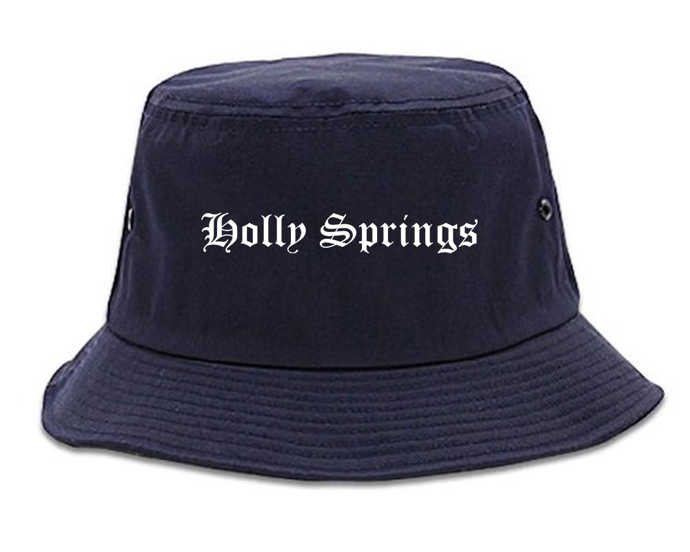 Holly Springs Mississippi MS Old English Mens Bucket Hat Navy Blue