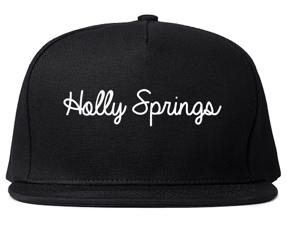 Holly Springs North Carolina NC Script Mens Snapback Hat Black