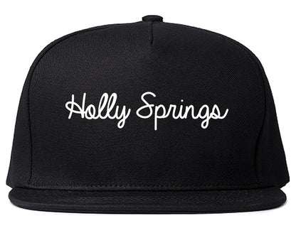 Holly Springs North Carolina NC Script Mens Snapback Hat Black
