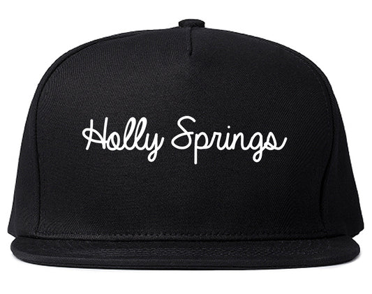 Holly Springs North Carolina NC Script Mens Snapback Hat Black