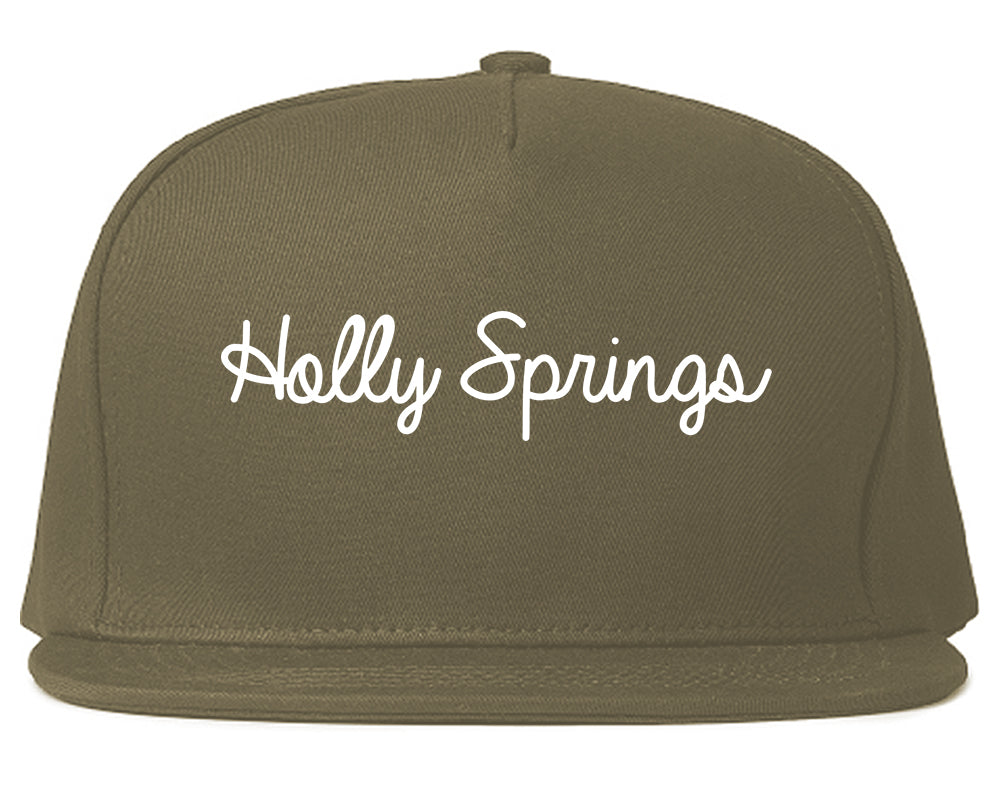 Holly Springs North Carolina NC Script Mens Snapback Hat Grey