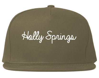 Holly Springs North Carolina NC Script Mens Snapback Hat Grey