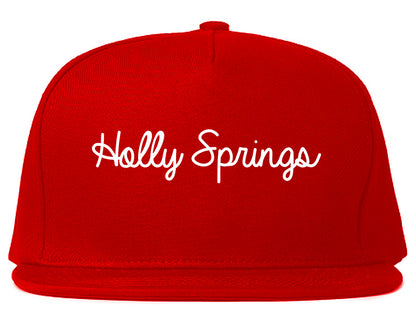 Holly Springs North Carolina NC Script Mens Snapback Hat Red