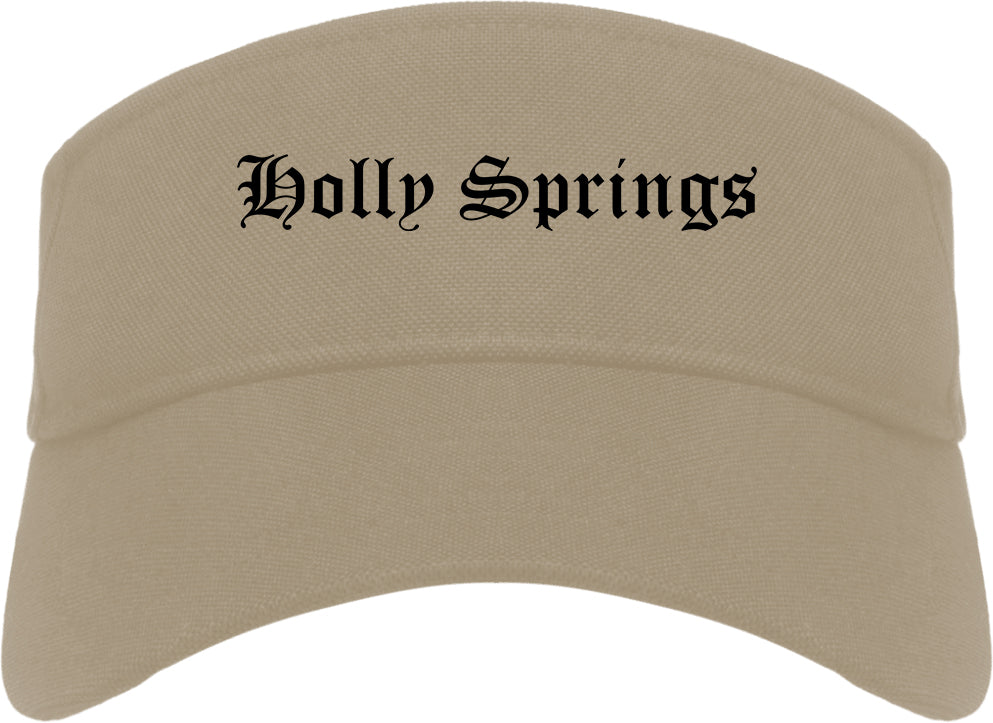 Holly Springs North Carolina NC Old English Mens Visor Cap Hat Khaki