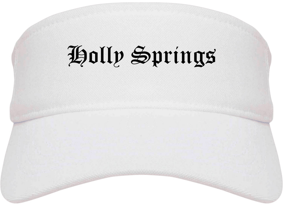 Holly Springs North Carolina NC Old English Mens Visor Cap Hat White