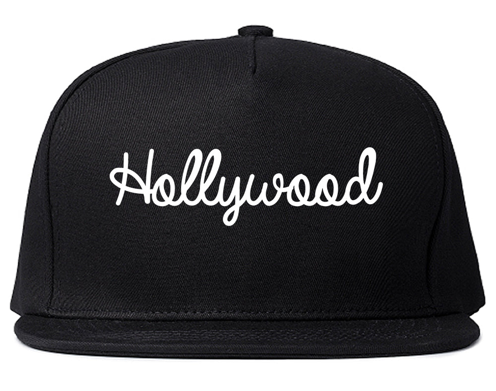 Hollywood Florida FL Script Mens Snapback Hat Black