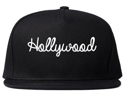 Hollywood Florida FL Script Mens Snapback Hat Black