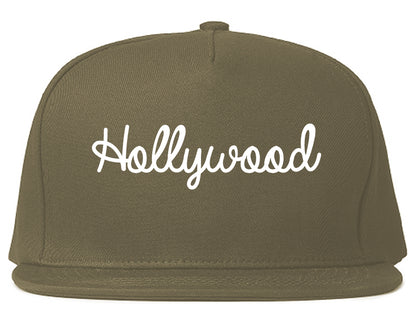Hollywood Florida FL Script Mens Snapback Hat Grey
