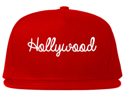 Hollywood Florida FL Script Mens Snapback Hat Red