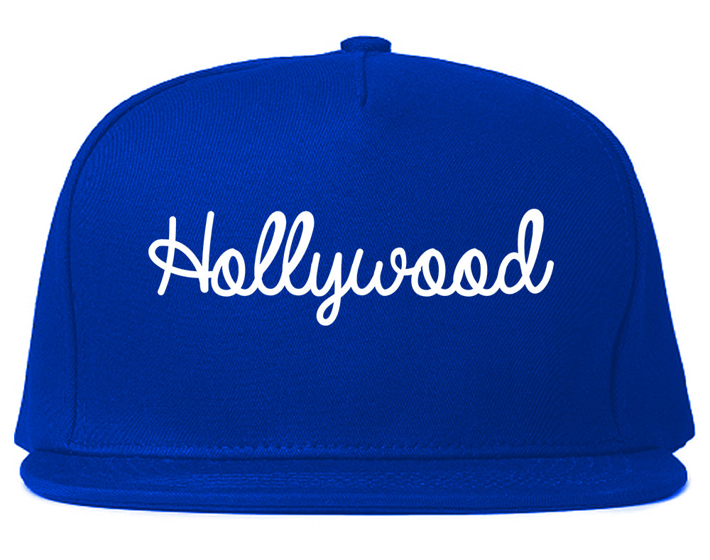 Hollywood Florida FL Script Mens Snapback Hat Royal Blue