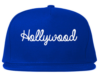 Hollywood Florida FL Script Mens Snapback Hat Royal Blue