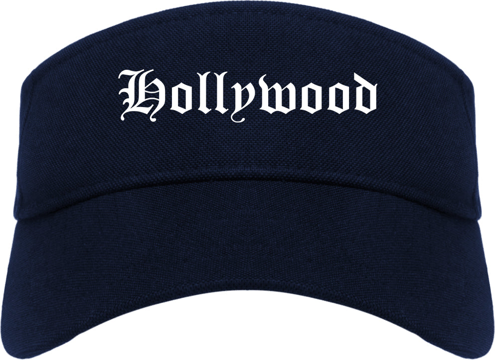Hollywood Florida FL Old English Mens Visor Cap Hat Navy Blue
