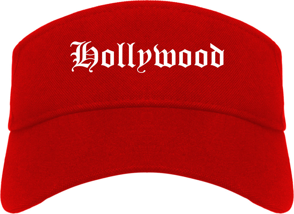 Hollywood Florida FL Old English Mens Visor Cap Hat Red