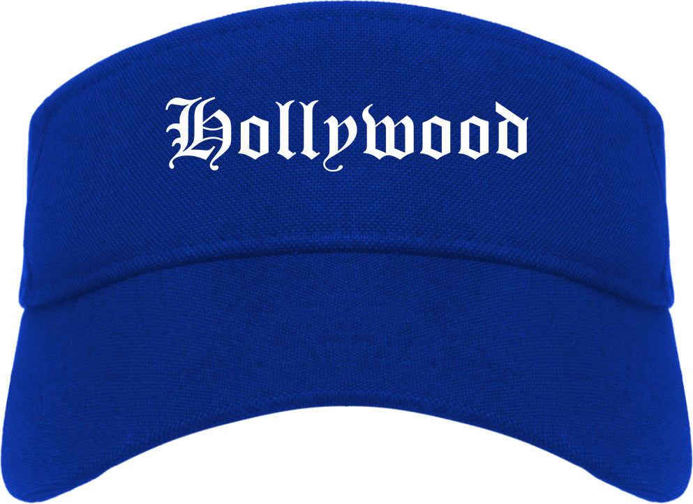 Hollywood Florida FL Old English Mens Visor Cap Hat Royal Blue