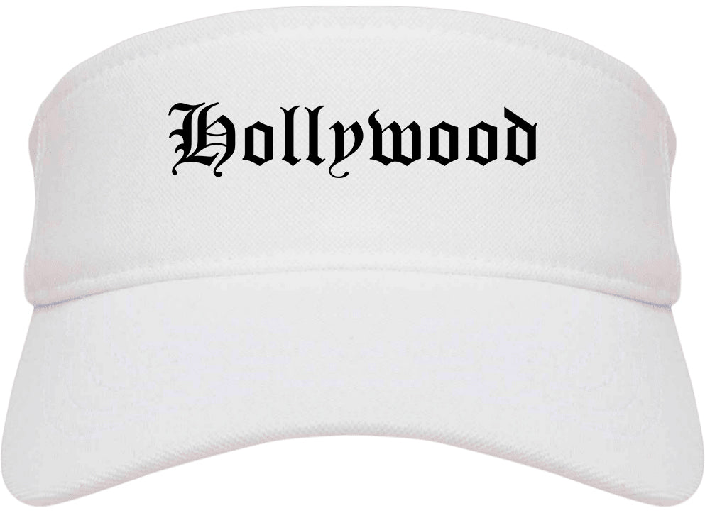 Hollywood Florida FL Old English Mens Visor Cap Hat White