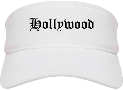 Hollywood Florida FL Old English Mens Visor Cap Hat White