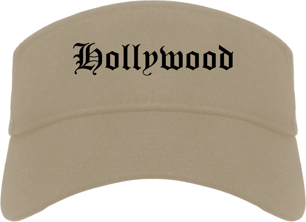 Hollywood South Carolina SC Old English Mens Visor Cap Hat Khaki