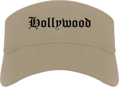 Hollywood South Carolina SC Old English Mens Visor Cap Hat Khaki