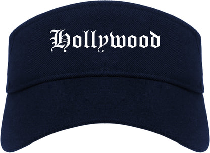 Hollywood South Carolina SC Old English Mens Visor Cap Hat Navy Blue