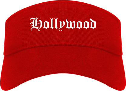 Hollywood South Carolina SC Old English Mens Visor Cap Hat Red