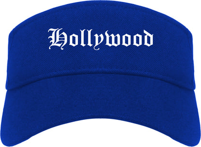 Hollywood South Carolina SC Old English Mens Visor Cap Hat Royal Blue