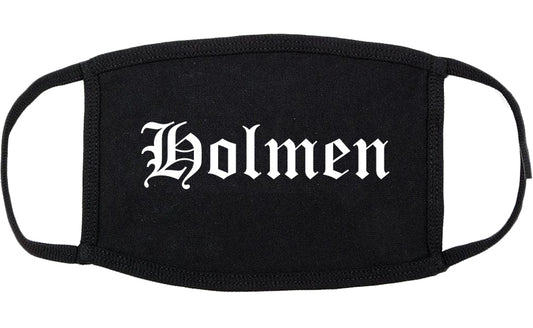 Holmen Wisconsin WI Old English Cotton Face Mask Black