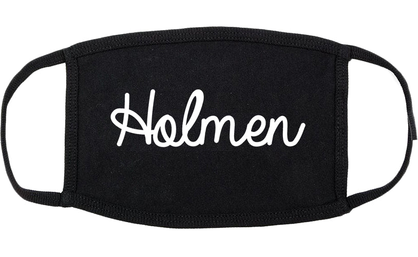 Holmen Wisconsin WI Script Cotton Face Mask Black