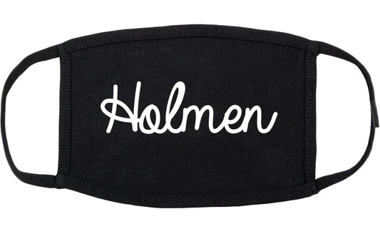 Holmen Wisconsin WI Script Cotton Face Mask Black