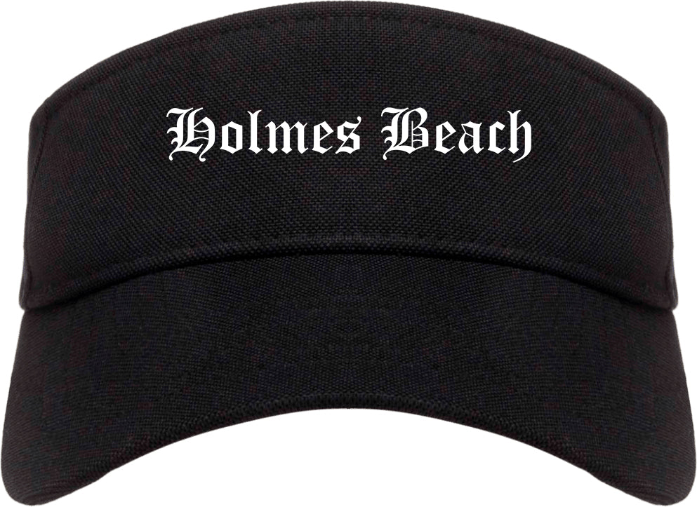 Holmes Beach Florida FL Old English Mens Visor Cap Hat Black