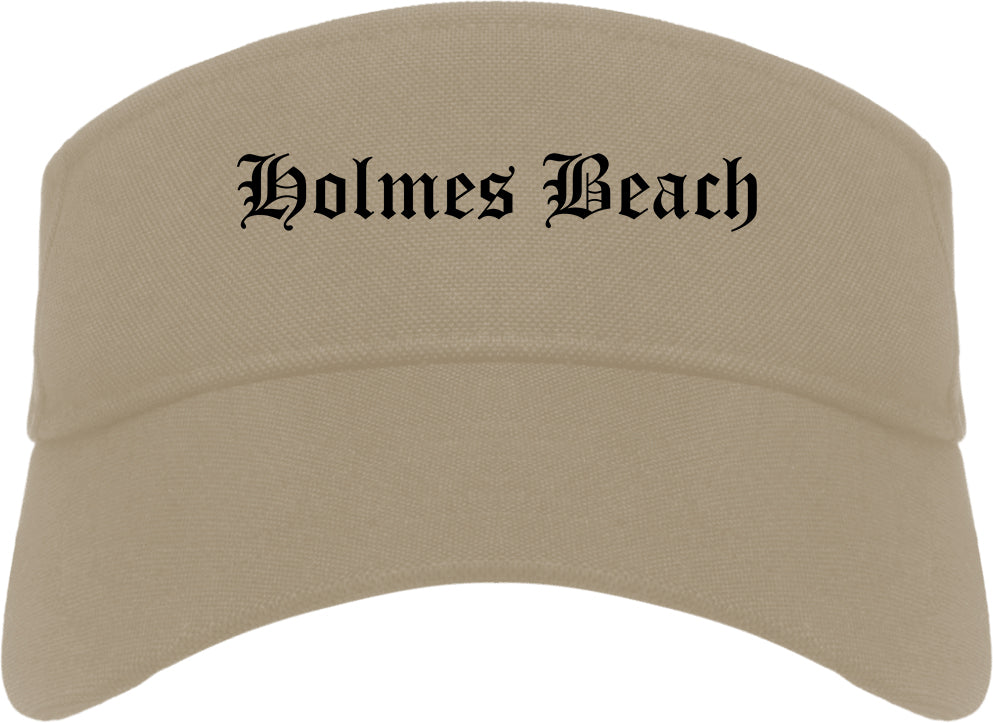 Holmes Beach Florida FL Old English Mens Visor Cap Hat Khaki