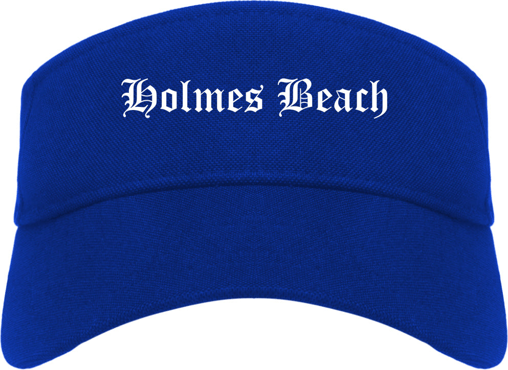 Holmes Beach Florida FL Old English Mens Visor Cap Hat Royal Blue