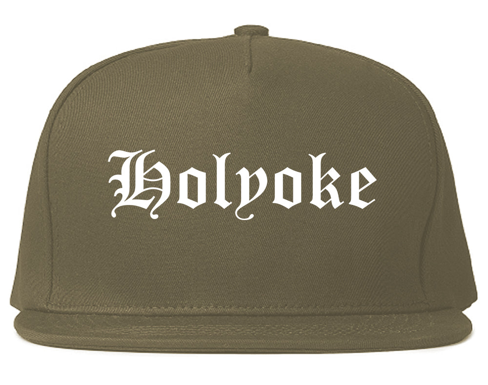 Holyoke Massachusetts MA Old English Mens Snapback Hat Grey