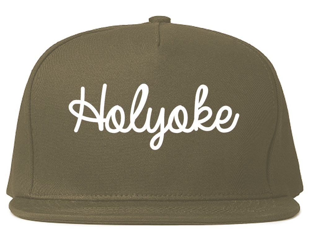 Holyoke Massachusetts MA Script Mens Snapback Hat Grey