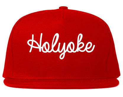 Holyoke Massachusetts MA Script Mens Snapback Hat Red