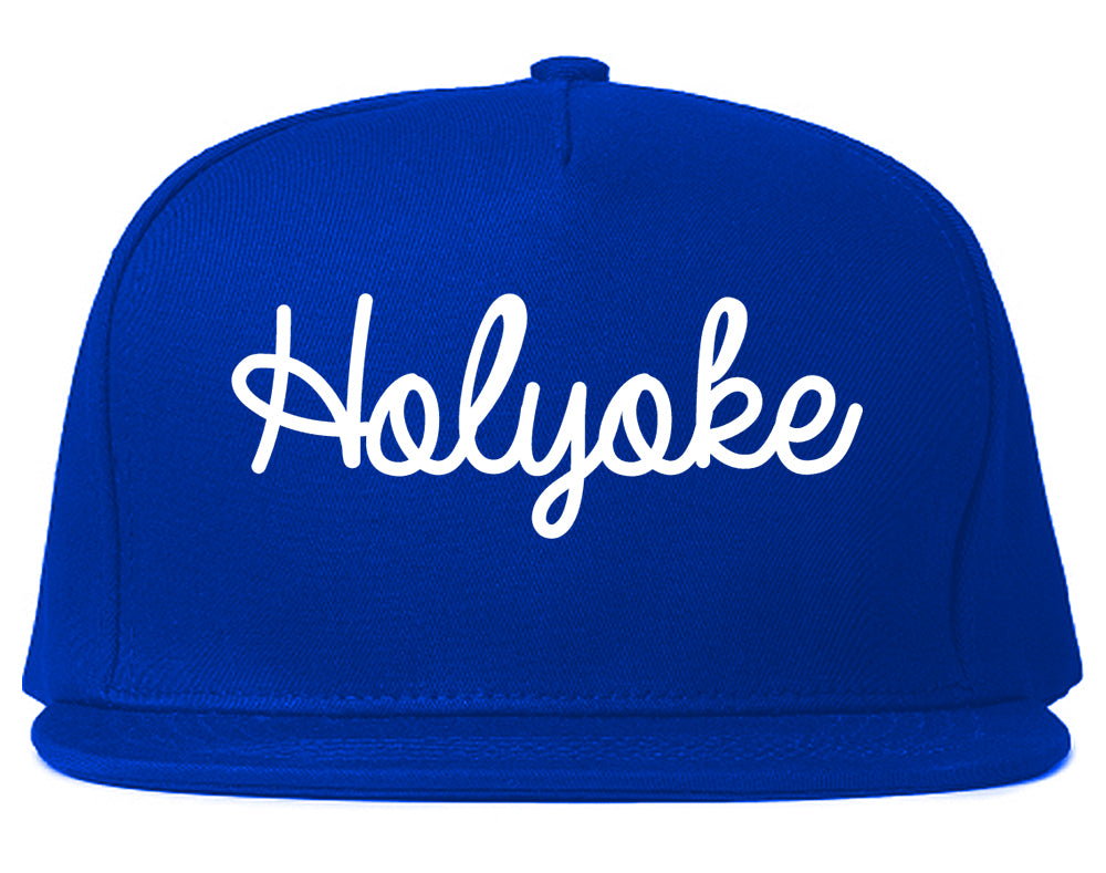 Holyoke Massachusetts MA Script Mens Snapback Hat Royal Blue