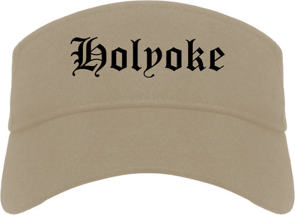 Holyoke Massachusetts MA Old English Mens Visor Cap Hat Khaki