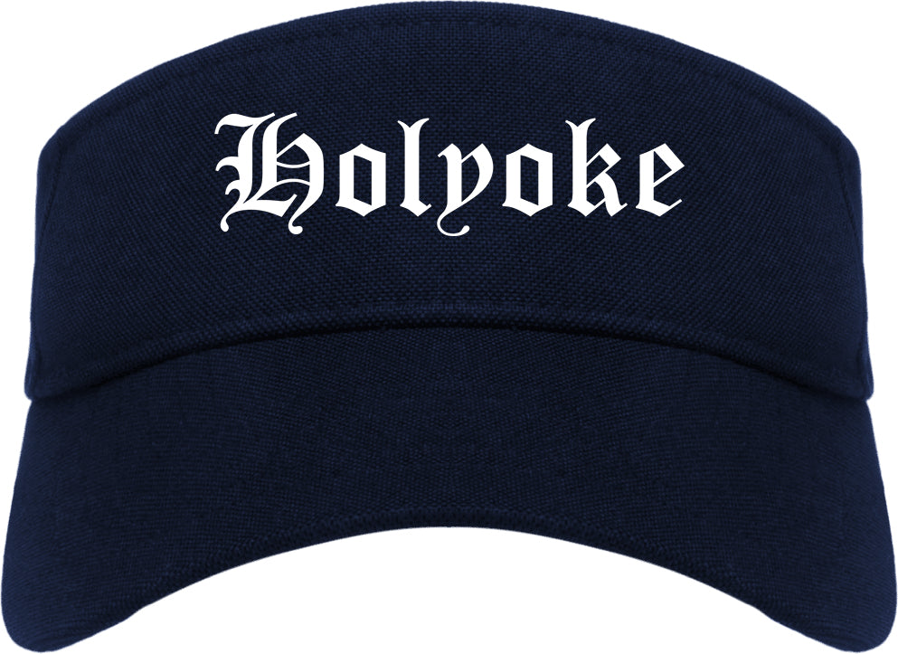 Holyoke Massachusetts MA Old English Mens Visor Cap Hat Navy Blue