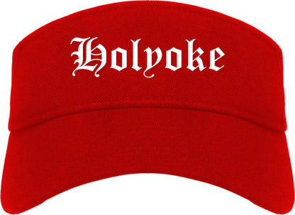 Holyoke Massachusetts MA Old English Mens Visor Cap Hat Red