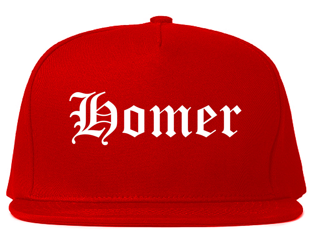 Homer Alaska AK Old English Mens Snapback Hat Red