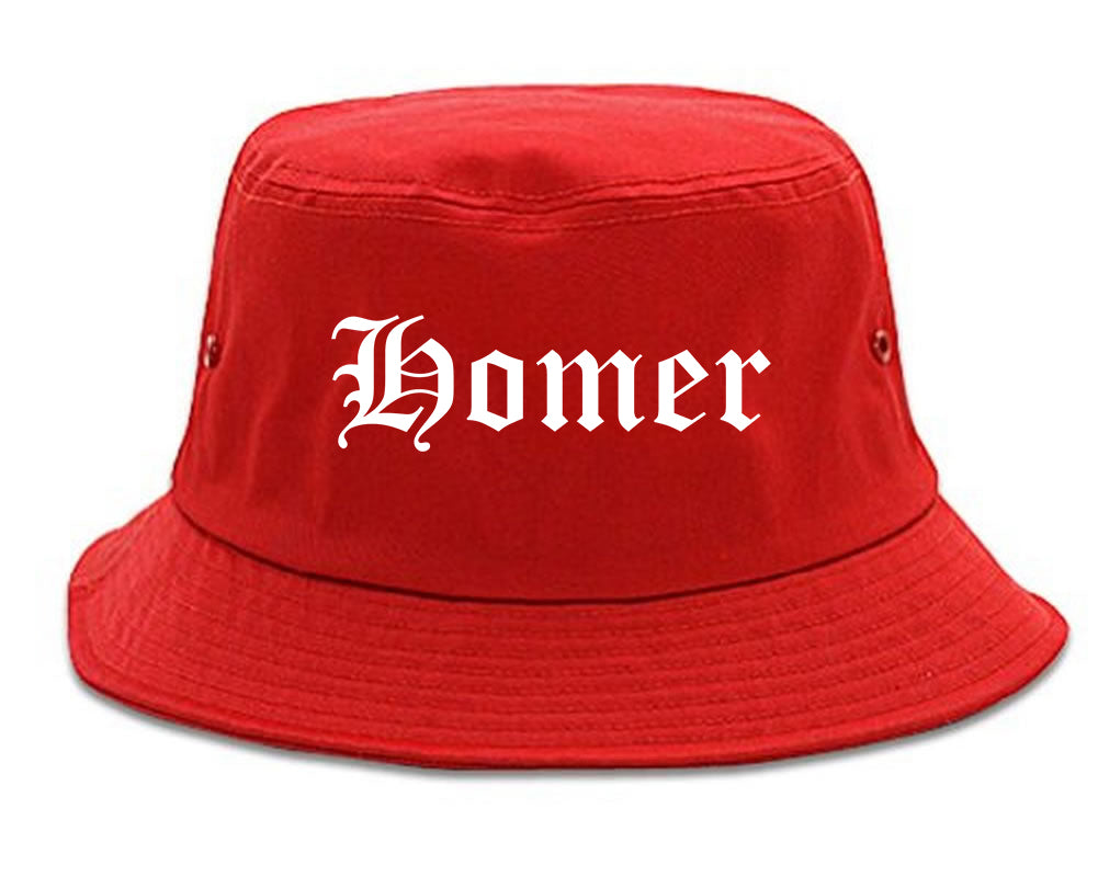 Homer Alaska AK Old English Mens Bucket Hat Red